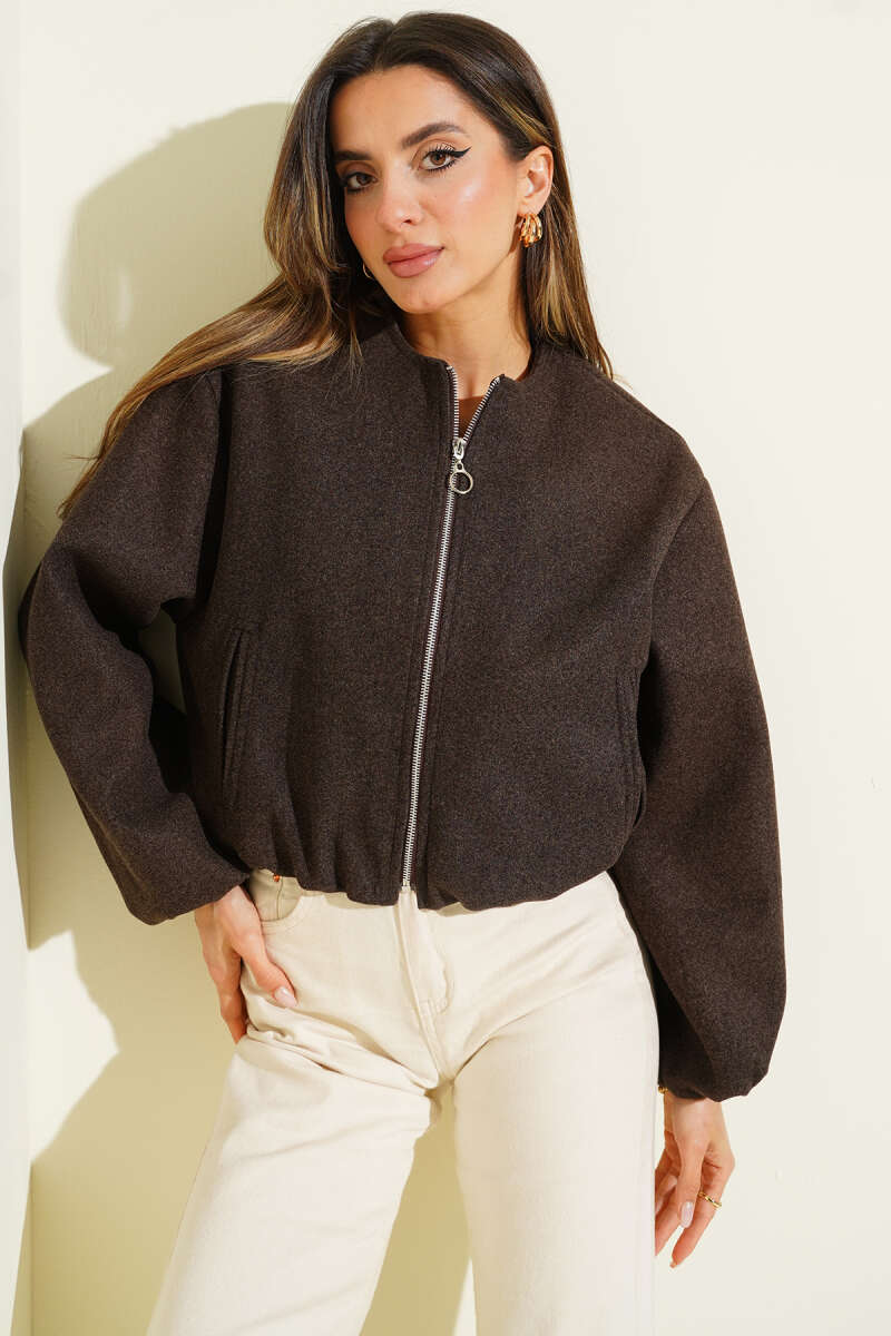 Kurze Jacke aus Kaschmir mit elastischem Bündchen