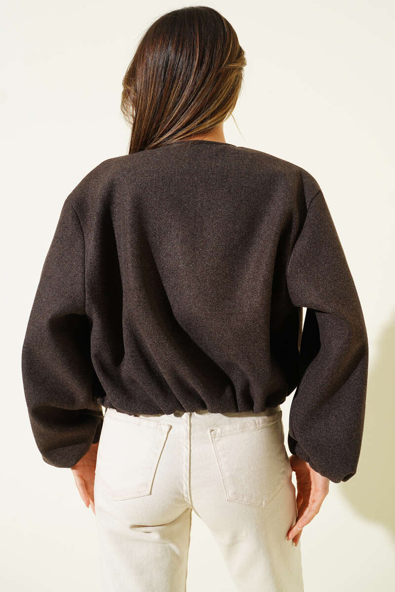 Kurze Jacke aus Kaschmir mit elastischem Bündchen