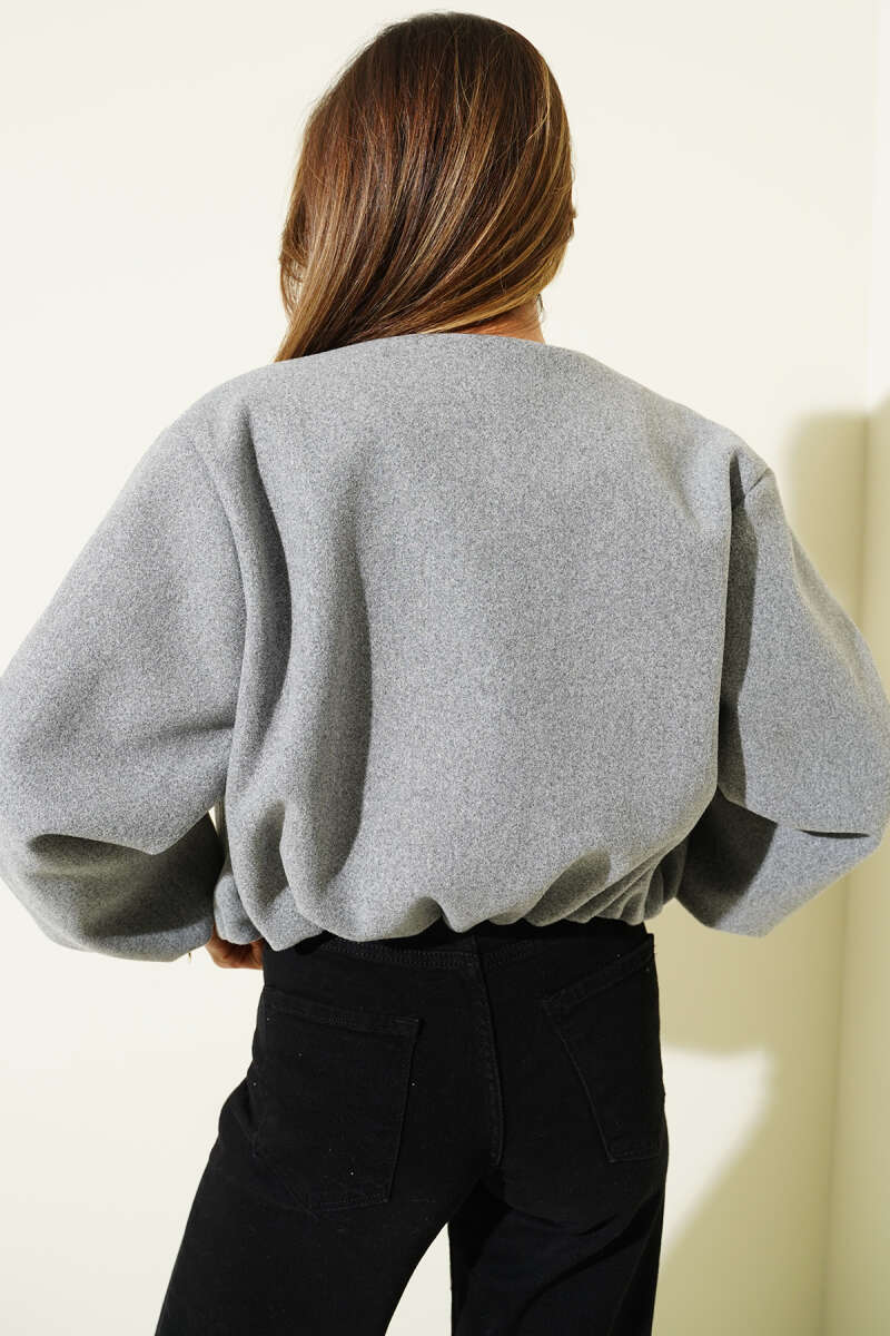 Kurze Jacke aus Kaschmir mit elastischem Bündchen