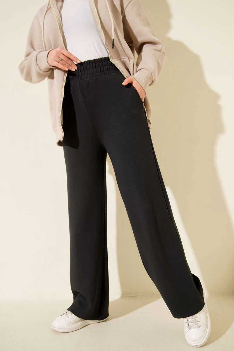 Wide-Leg-Schlauch mit breitem, elastischem Bund