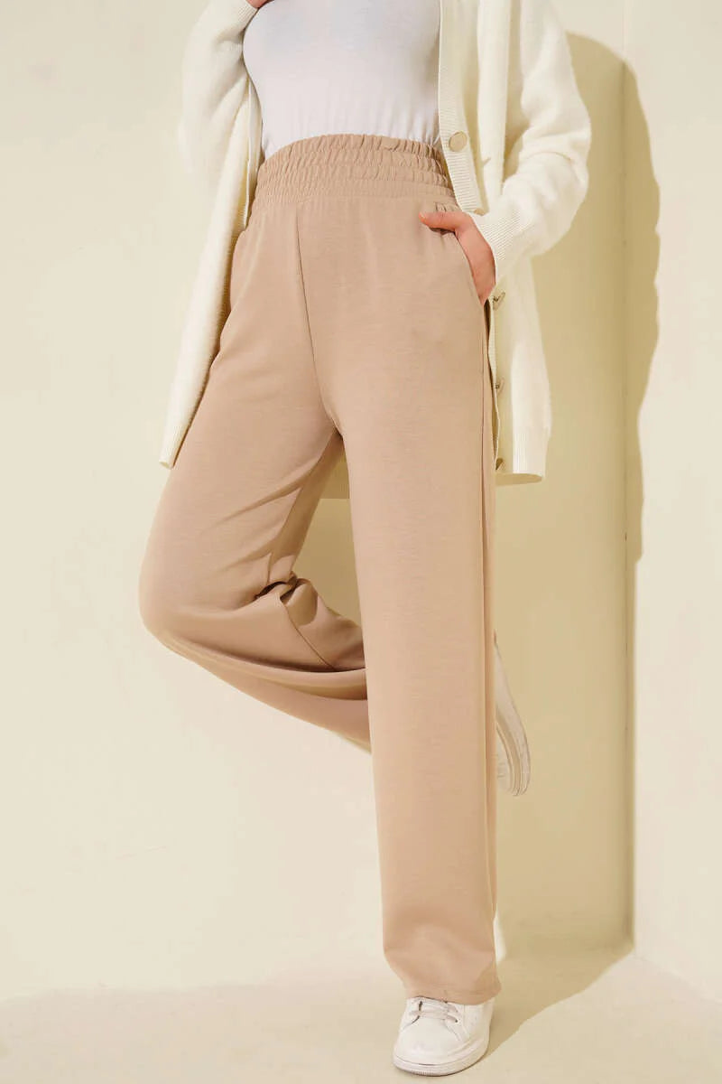 Wide-Leg-Schlauch mit breitem, elastischem Bund