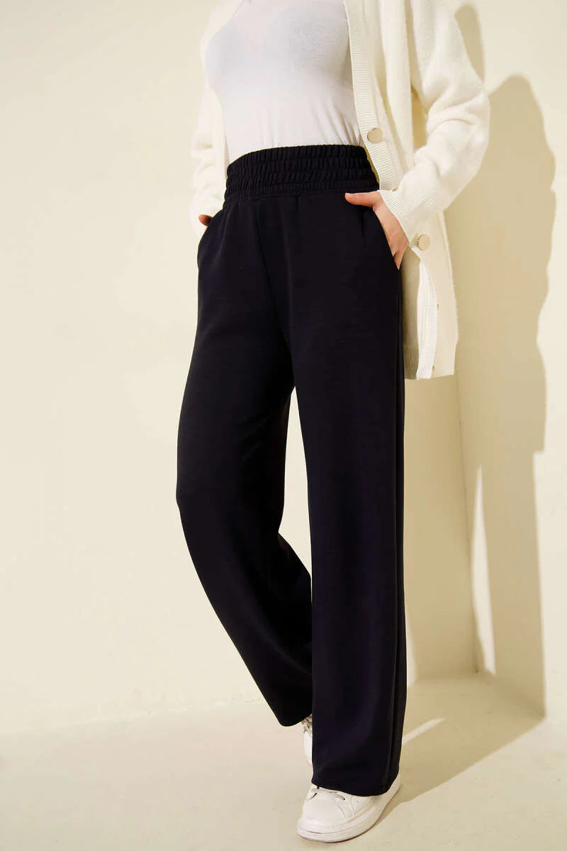 Wide-Leg-Schlauch mit breitem, elastischem Bund