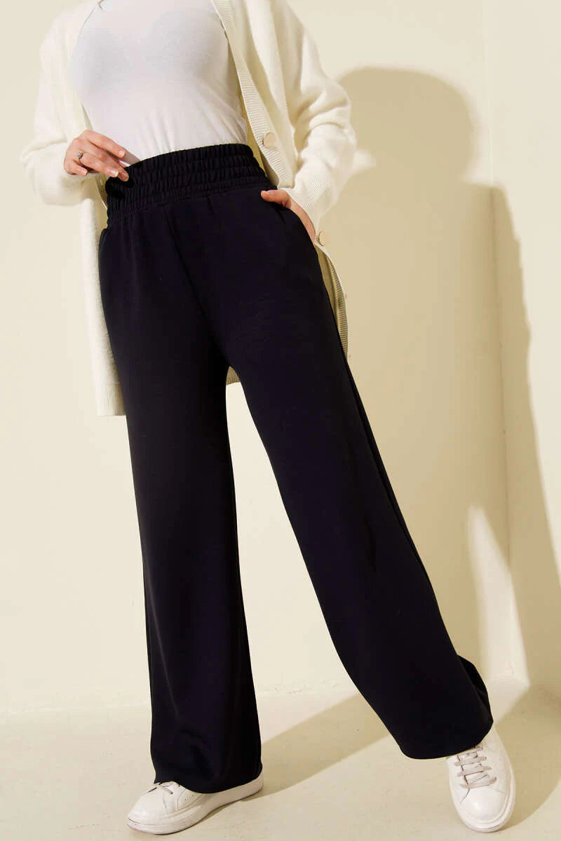 Wide-Leg-Schlauch mit breitem, elastischem Bund