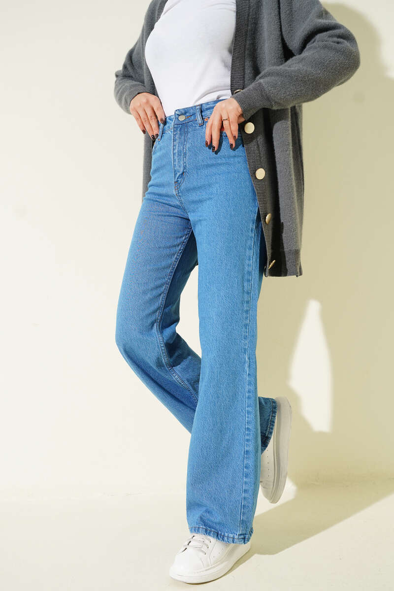 Wide-Leg-Jeanshose mit Knopfleiste