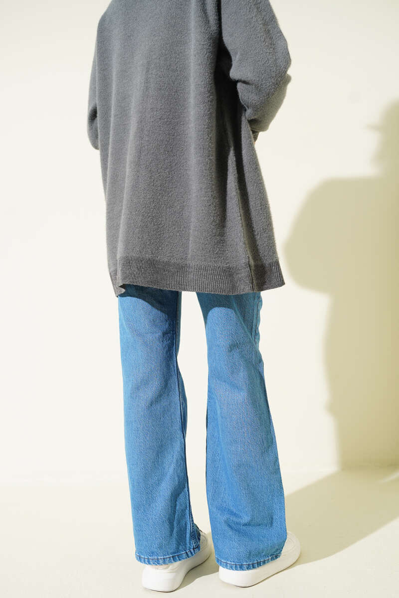 Wide-Leg-Jeanshose mit Knopfleiste