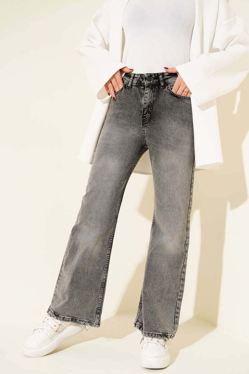 Wide-Leg-Jeanshose mit Knopfleiste