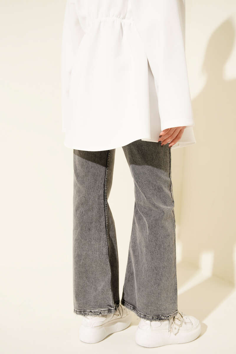 Wide-Leg-Jeanshose mit Knopfleiste