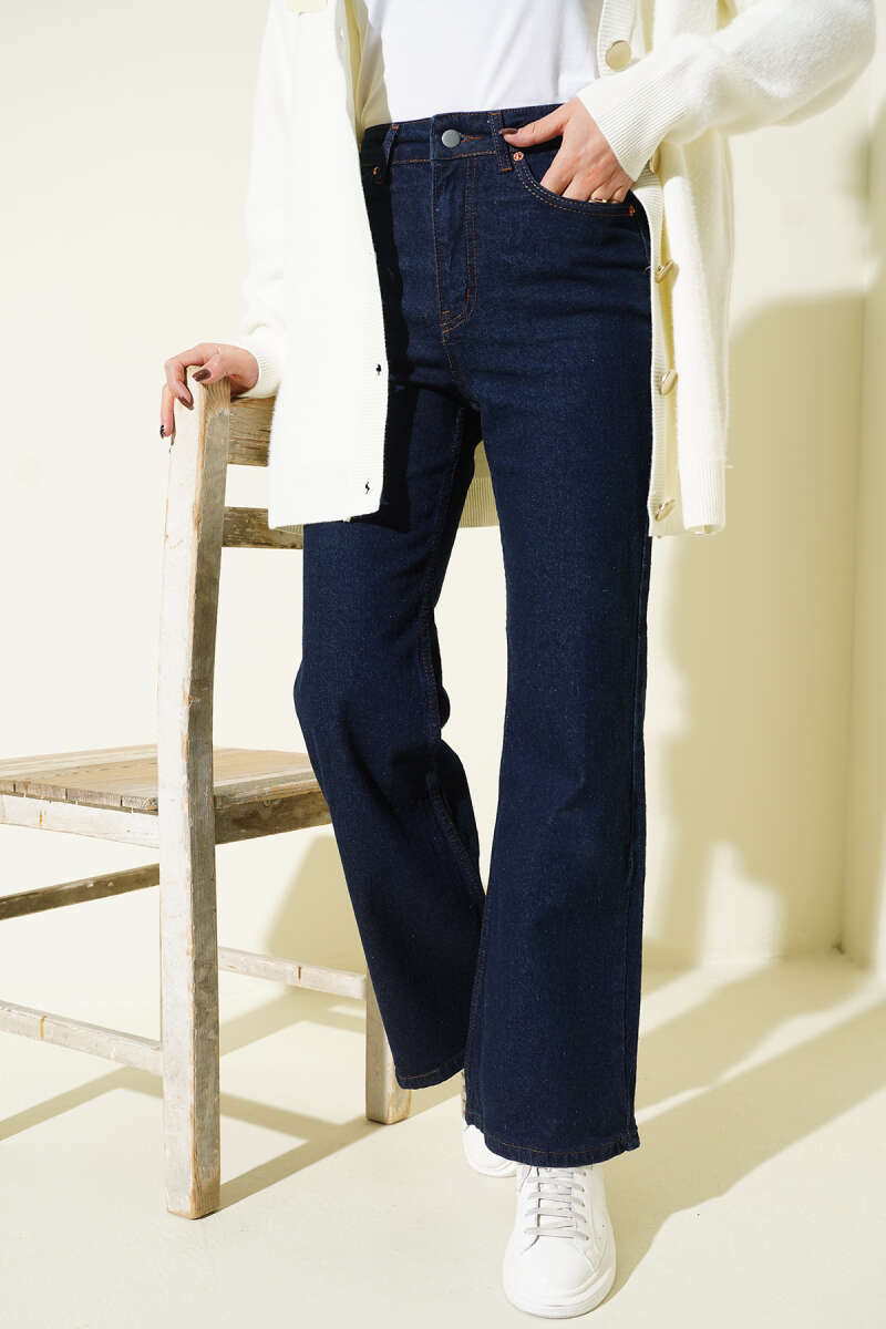 Wide-Leg-Jeanshose mit Knopfleiste