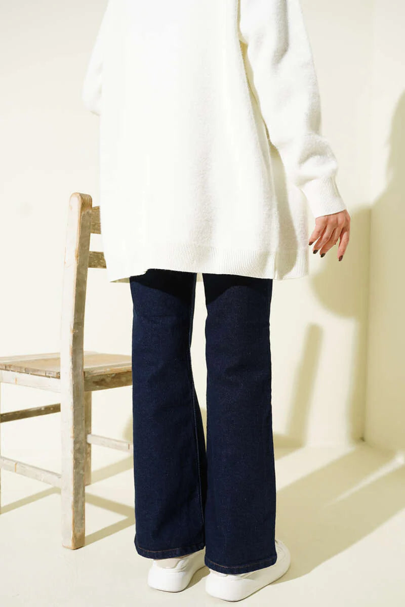 Wide-Leg-Jeanshose mit Knopfleiste