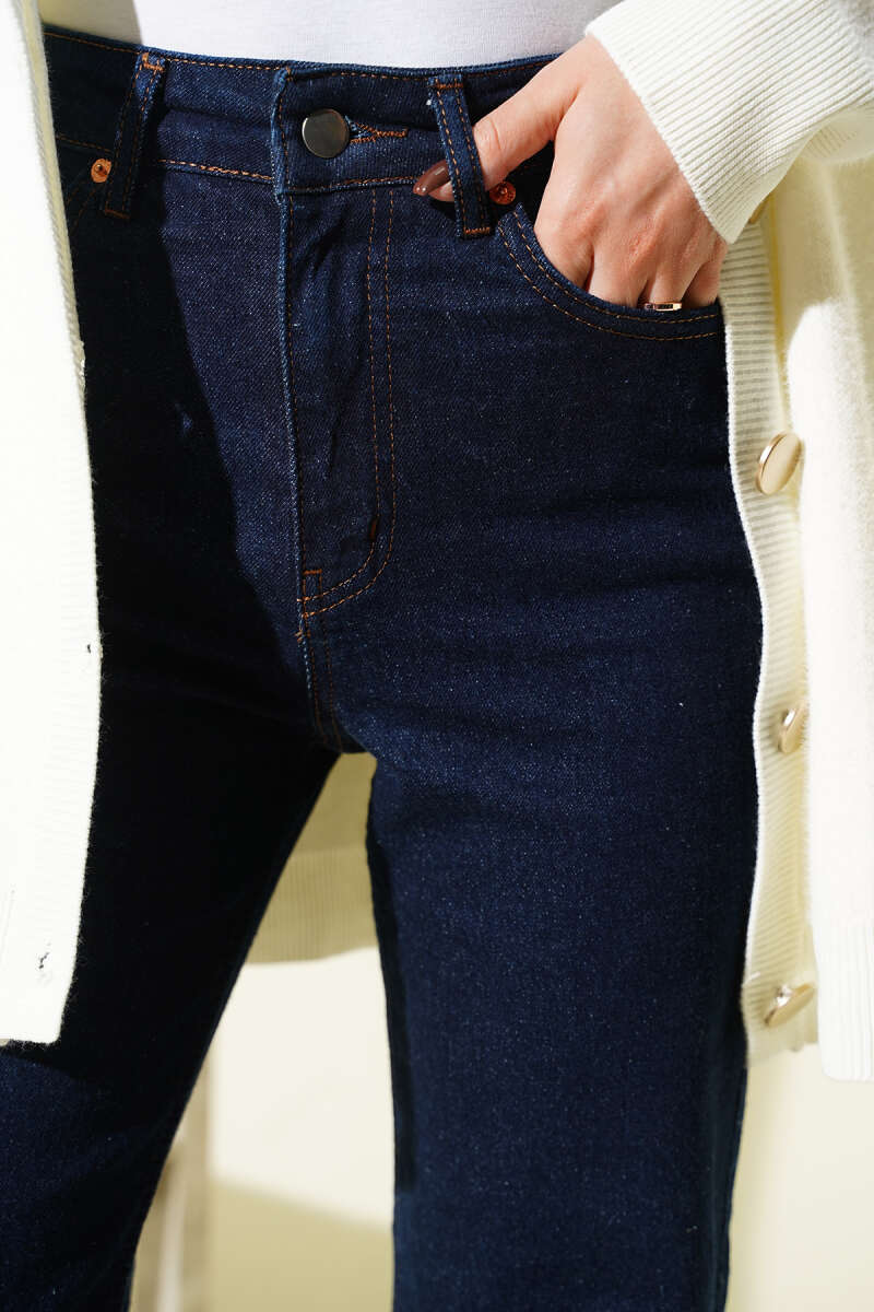 Wide-Leg-Jeanshose mit Knopfleiste