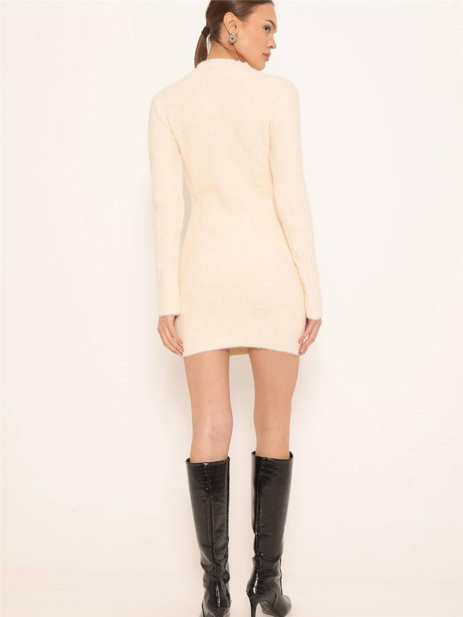 Chest Stone Heart Detailed Soft Dress