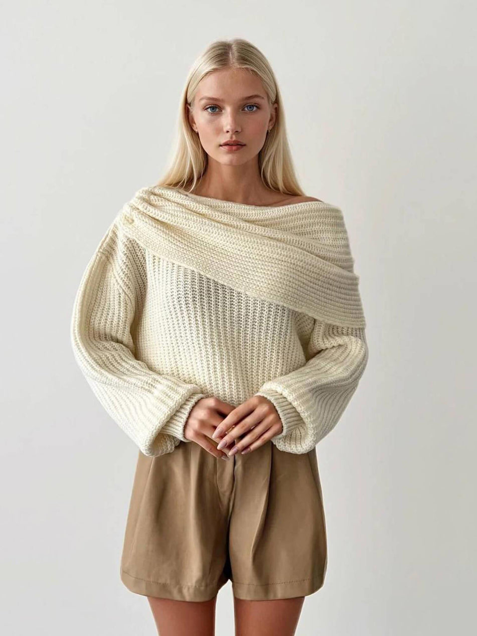 Ringed Madonna Collar Knitted Sweater