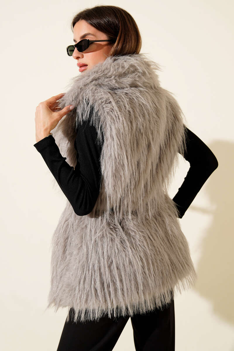 Lolita-Kunstfellweste mit Gürtel