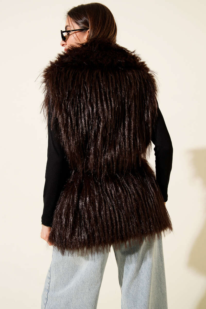 Lolita-Kunstfellweste mit Gürtel