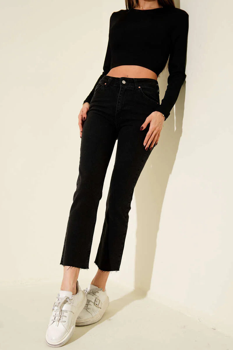 Skinny Denimhose mit Cut-Leg-Saum