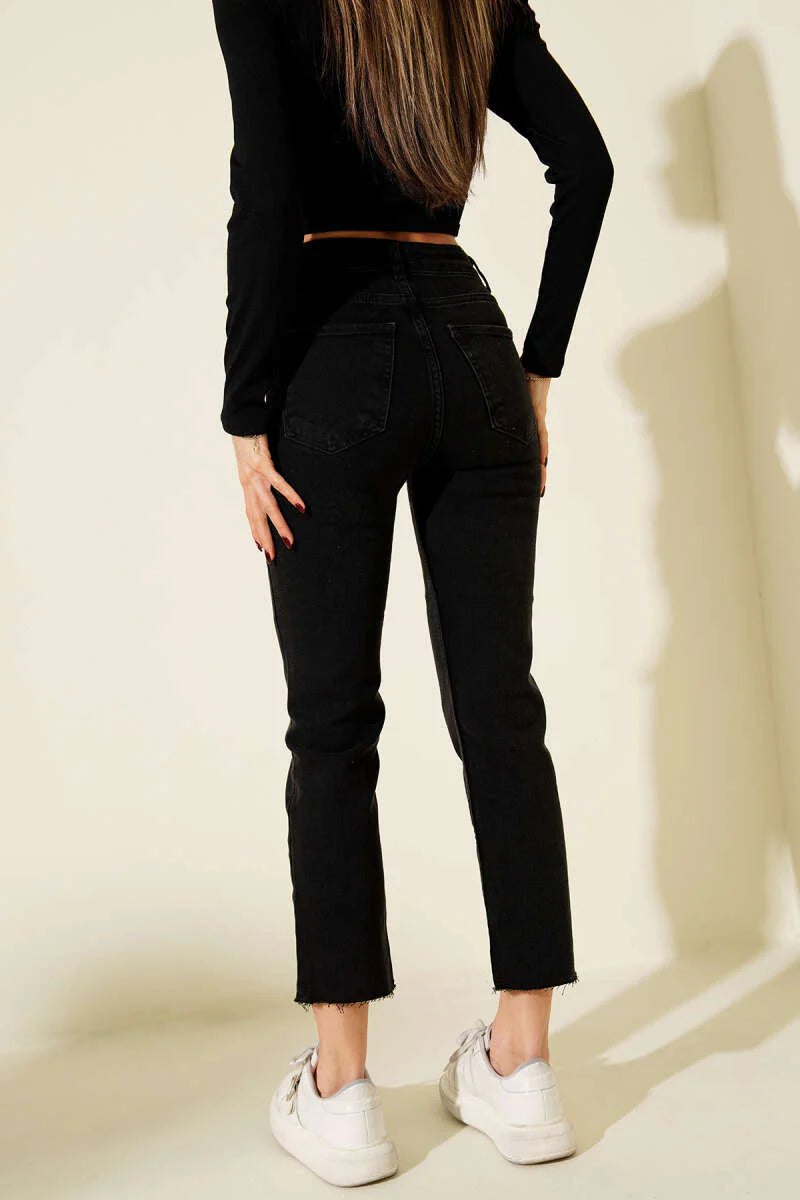 Skinny Denimhose mit Cut-Leg-Saum