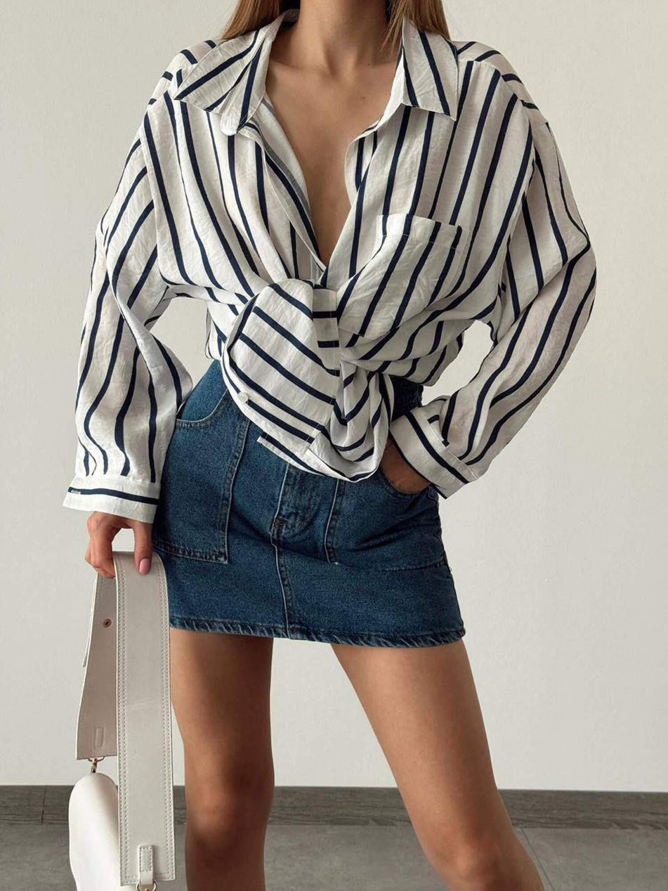 Single Pocket Striped Shirt
