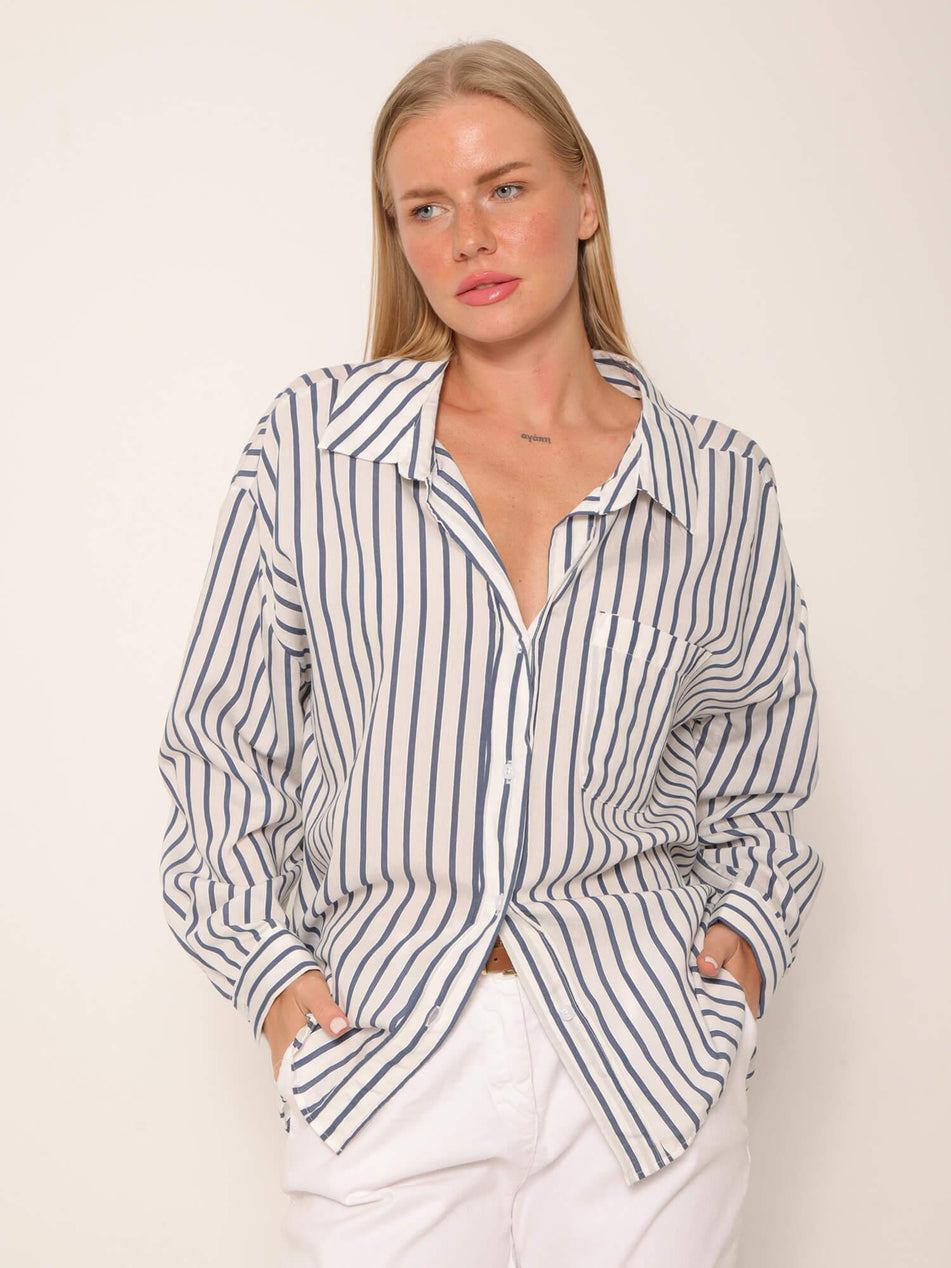 Single Pocket Striped Shirt