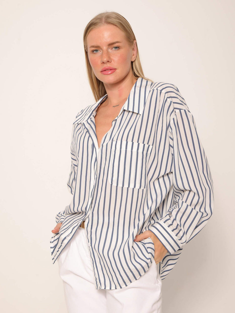 Single Pocket Striped Shirt