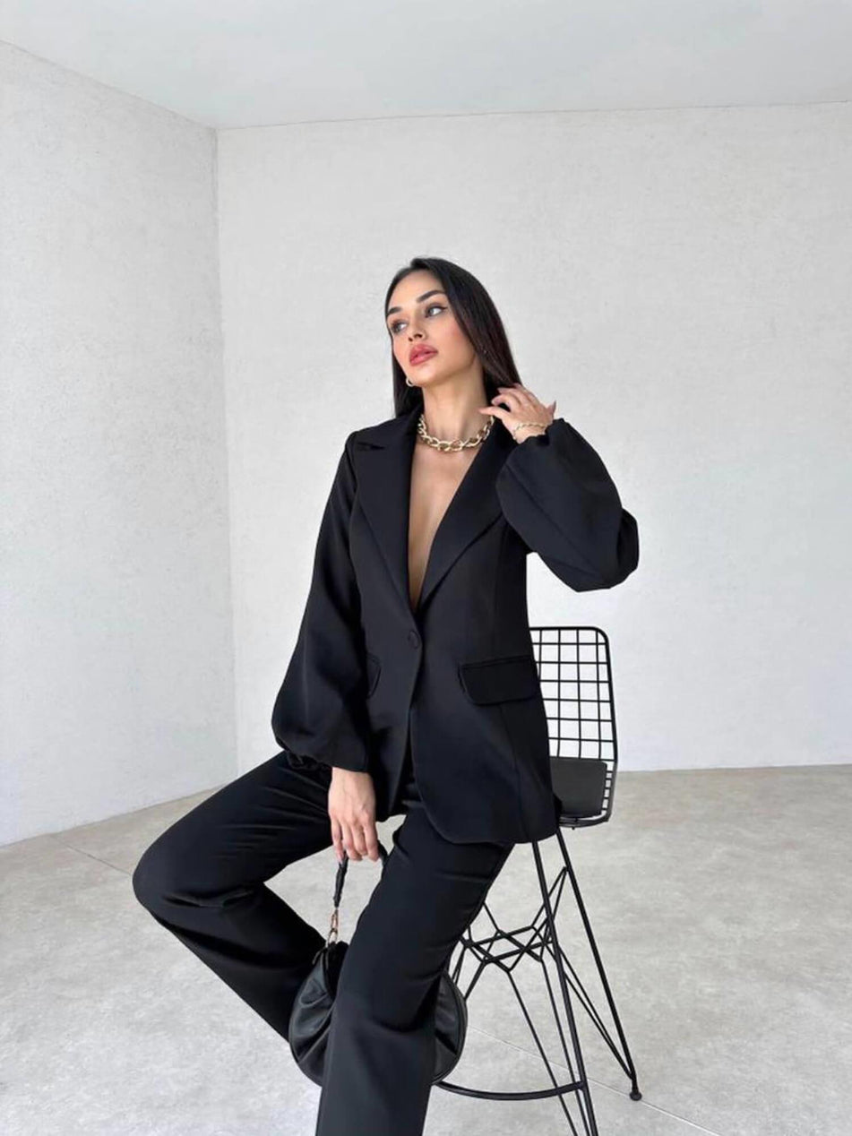 Single Button Jacket Set