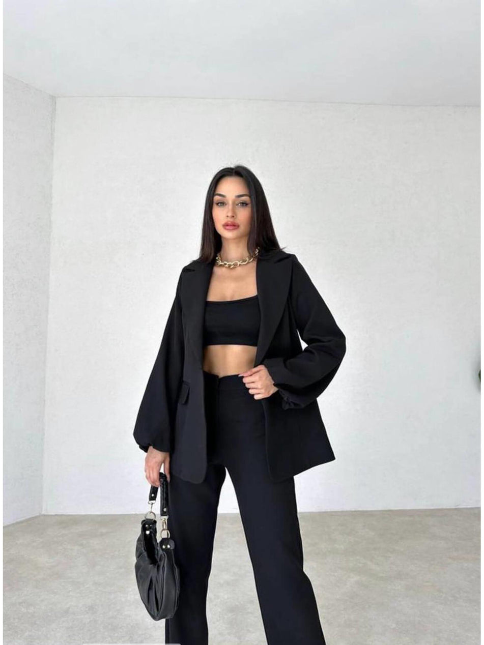 Single Button Jacket Set